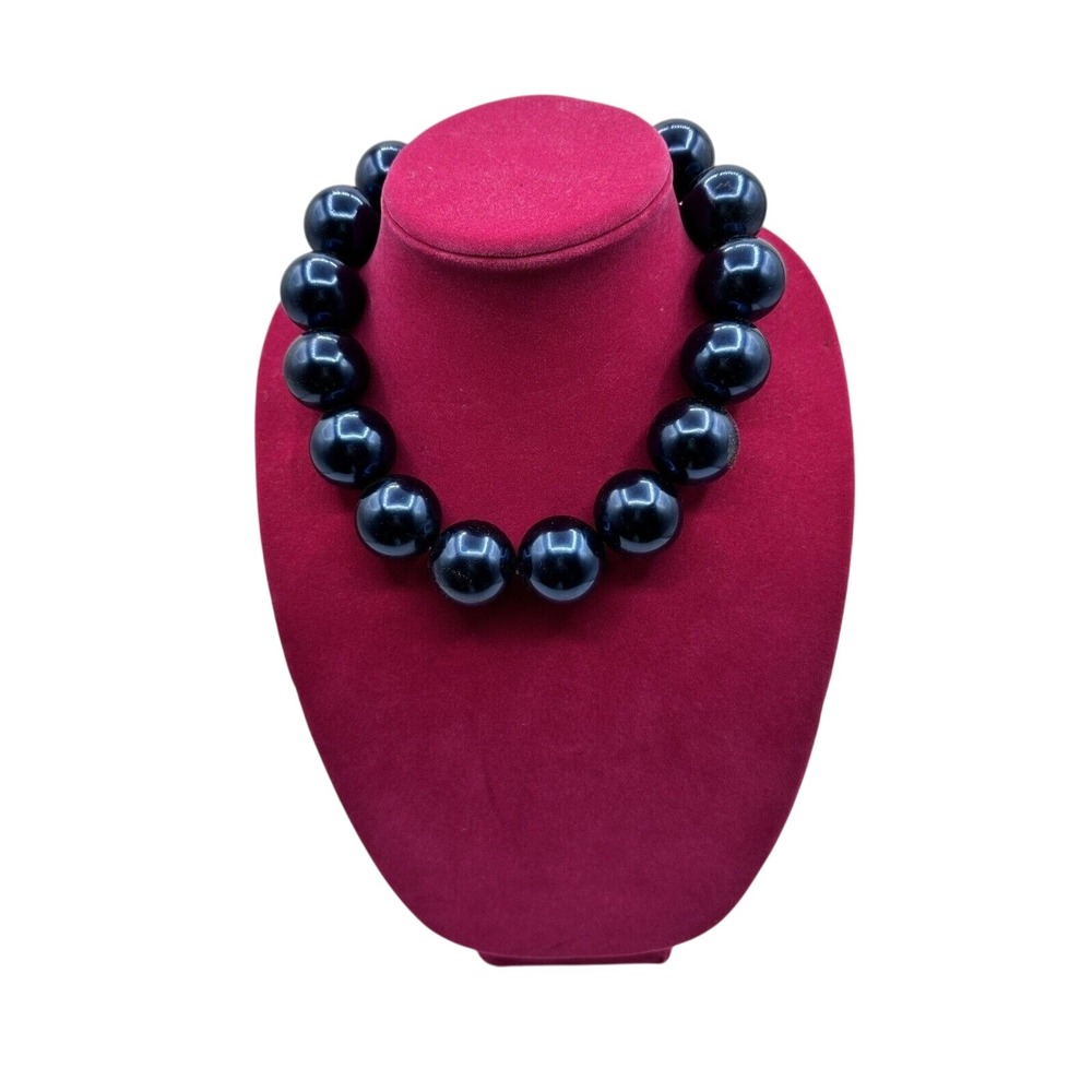 Statement Bead Necklace Costume Jewelry Bold Blue Spheres Special Occasion J-01